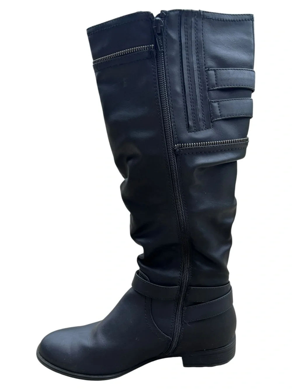 White Mountain Black Kneei Buckle Riding Boots EUC 9.5